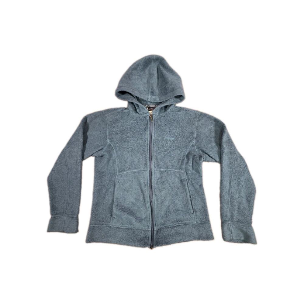 Patagonia Women's Fleece Hoodie Size M Green Full Zip Sweater Winter C9